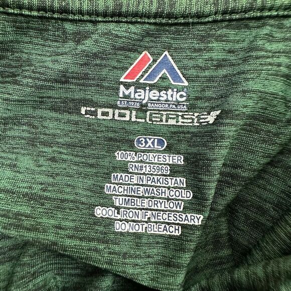 Majestic 3XL Oakland Athletics Cool Base‎ Polo Tee Green Marl MLB A's Baseball - Picture 6 of 8